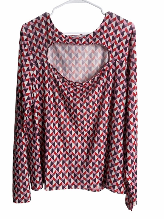 Eloquii Tops - ELOQUII Geometric Cutout Long Sleeve Top Size 22/24 Sleeve Sheer Flattering bold